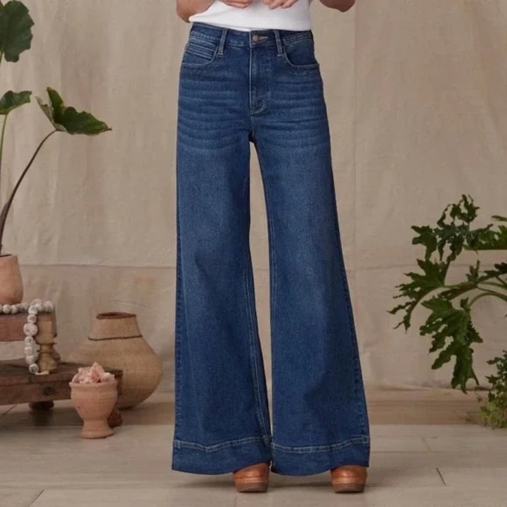 DRIFTWOOD MARTHA DARK WASH WIDE LEG JEANS 30 X 30